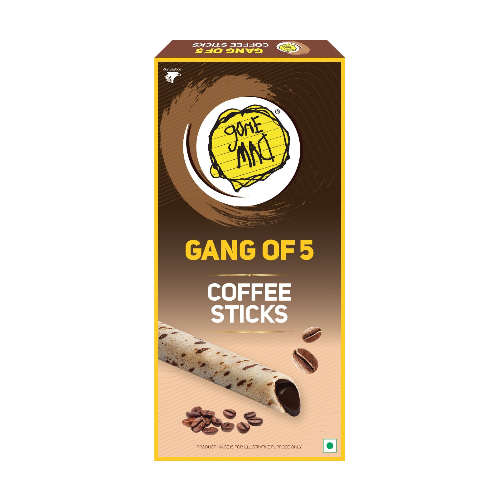 Gone Mad Gang of 5 Badam, Coffee & Dark Choco Sticks – Crispy, Creamy & Delicious Snack, Pack of 3 (187g)